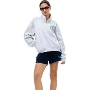 SPORTY & RICH Gray Half Zip Sweatshirt Size S